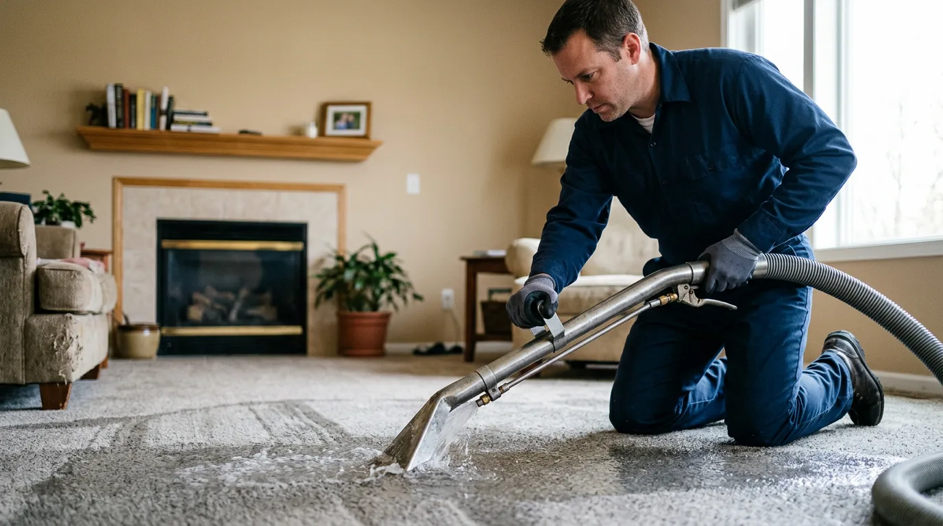 Water damage restoration technician working near Bryson, TX